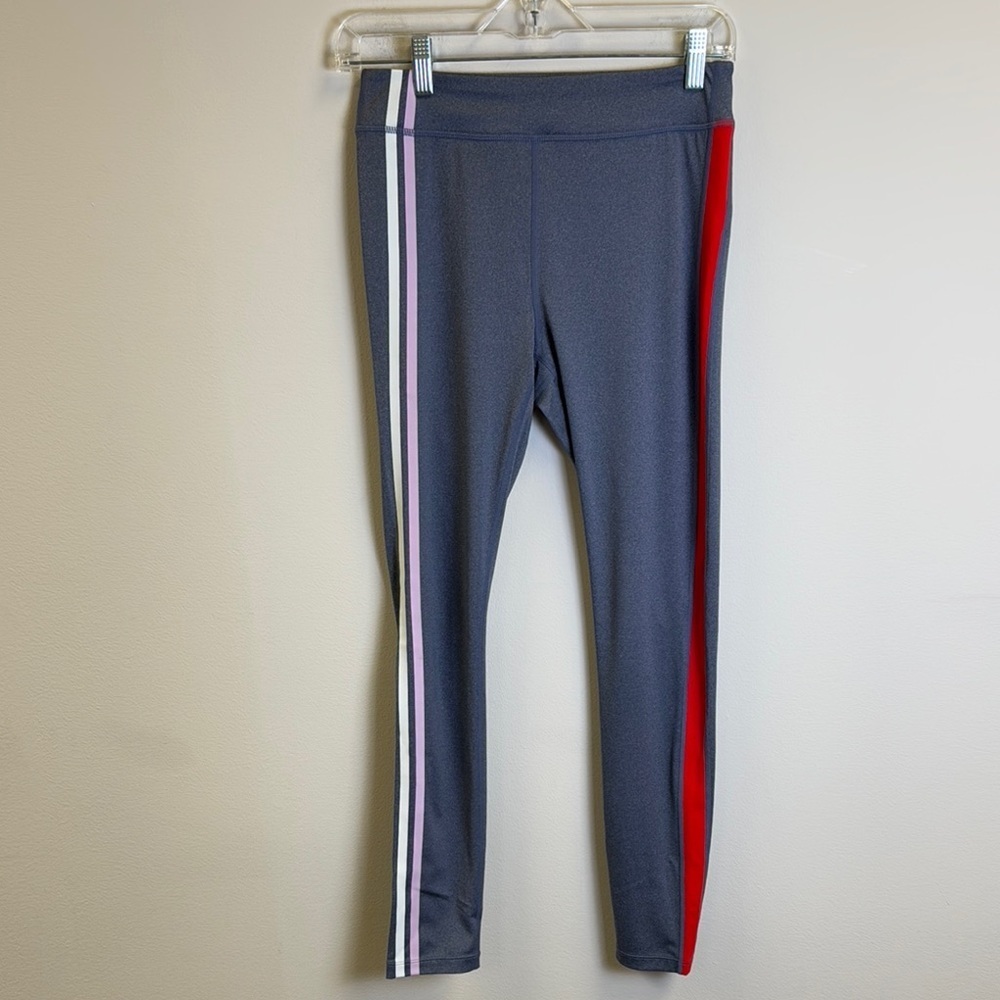 Zella Size S Gray Women  Leggings with Red and White Stripes